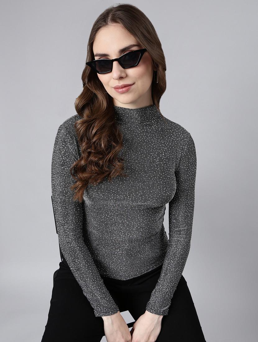 women self designed mock neck top - 20928915 - Standard Image - 3