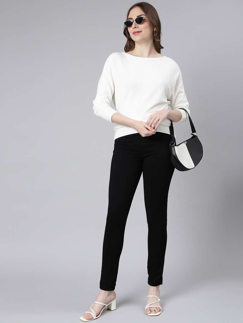 women solid color boat neck top - 20928918 -  Standard Image - 5