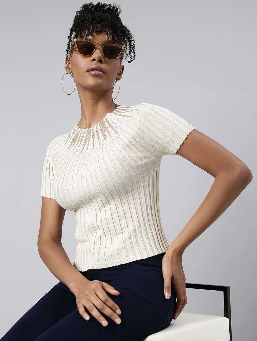 women neck embellished top - 20928920 -  Standard Image - 3