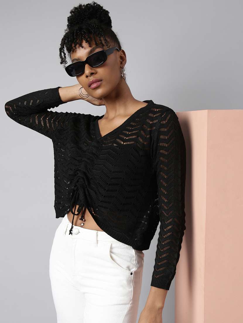 black self design detailed top - 20928926 -  Standard Image - 3