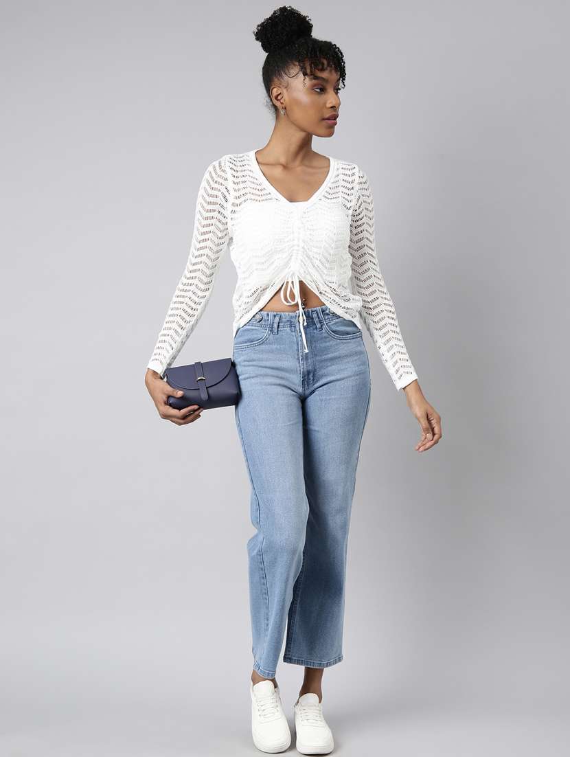 women v-neck self design top - 20928927 -  Standard Image - 5