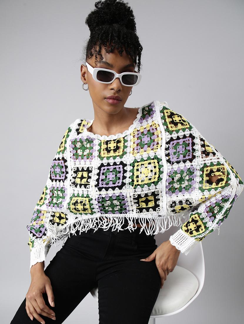 women crochet work crop top - 20928938 - Standard Image - 3