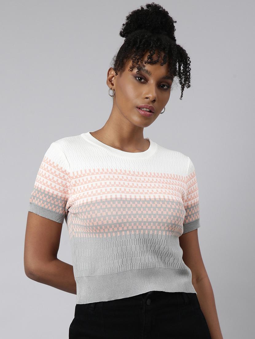 women printed round neck crop top - 20928948 - Zoom Image - 0