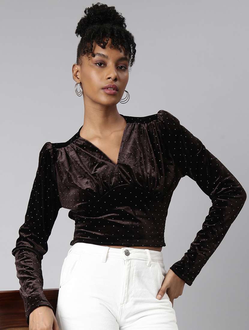 women polka doted puff sleeves top - 20928957 -  Standard Image - 3