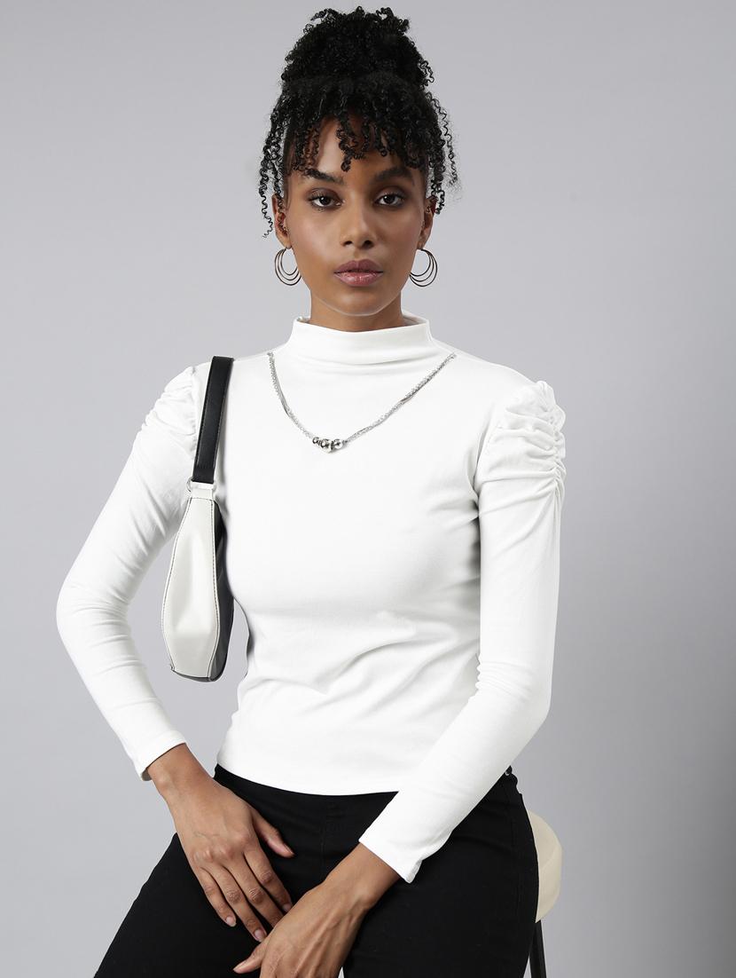 solid white detailed regular top - 20928963 - Standard Image - 3