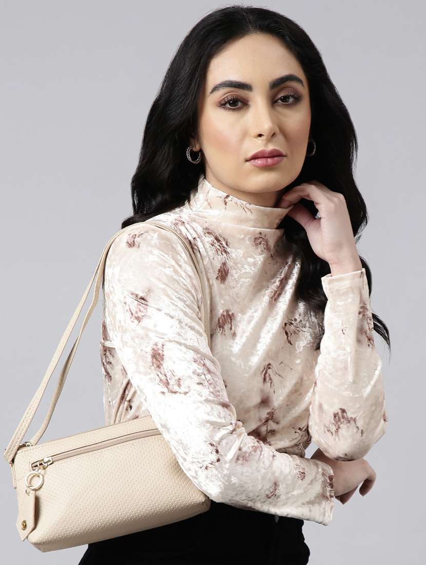 cream self design detailed regular top - 20928972 -  Standard Image - 3