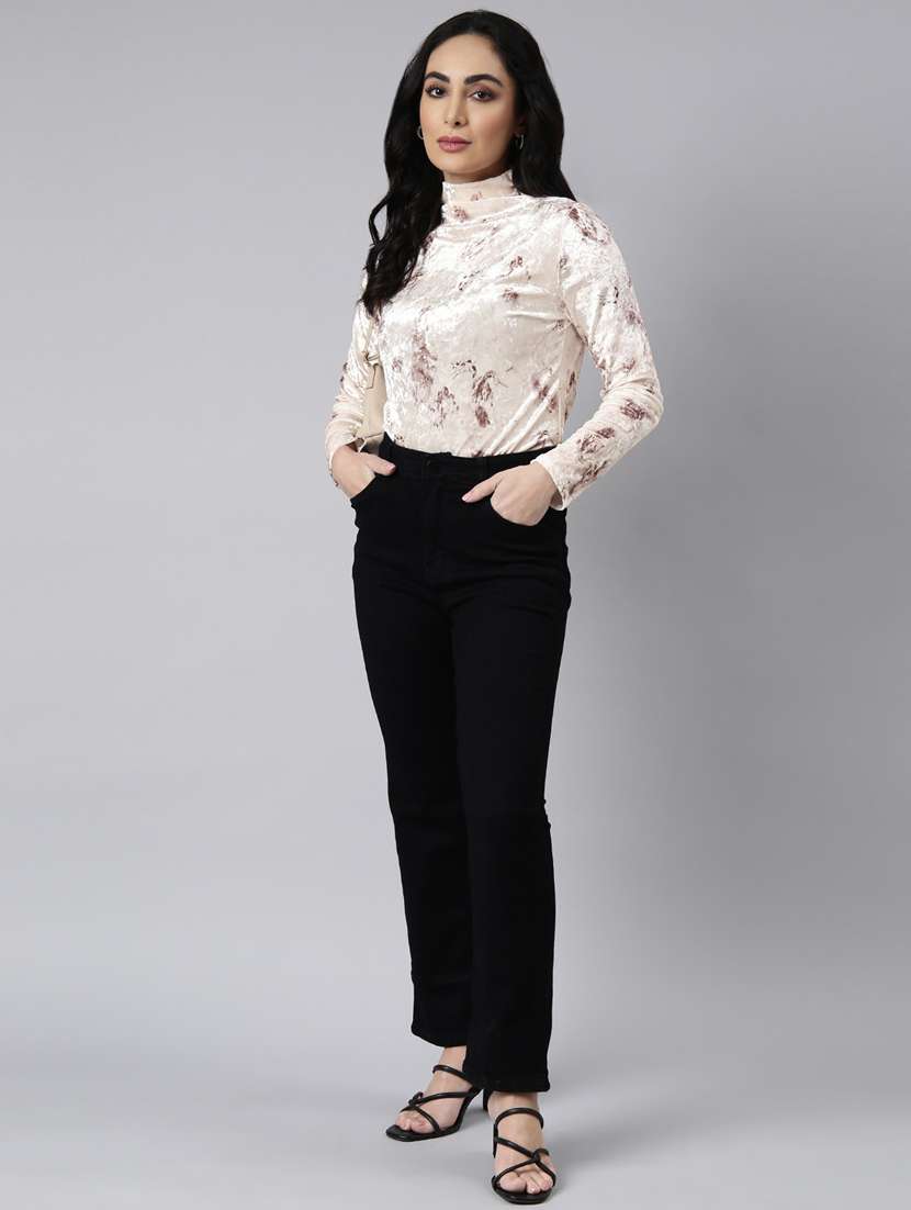 cream self design detailed regular top - 20928972 -  Standard Image - 5