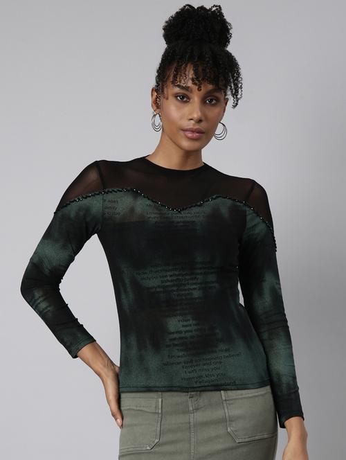 women typographic print long sleeeves top - 20928979 -  Standard Image - 0