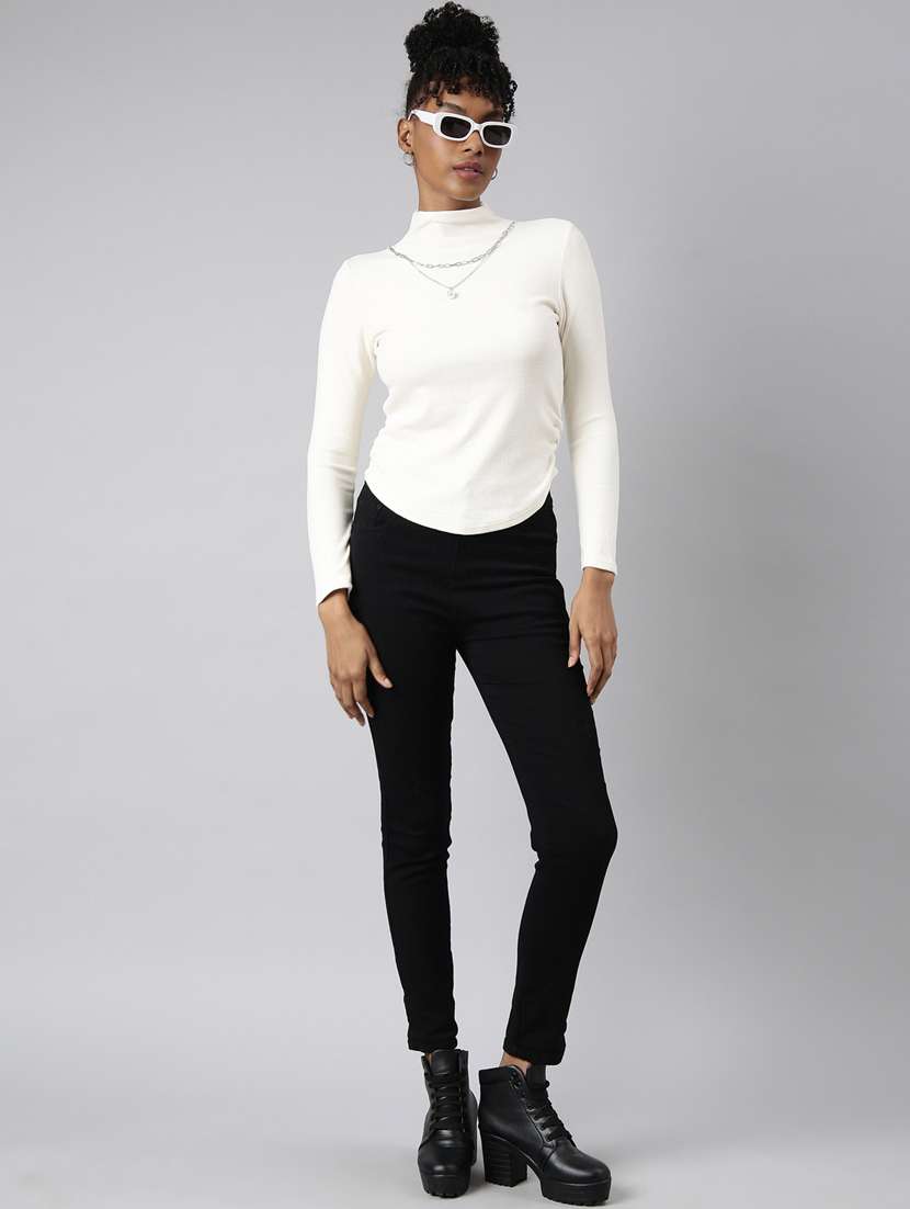 women solid mock neck long sleeves top - 20928986 -  Standard Image - 5