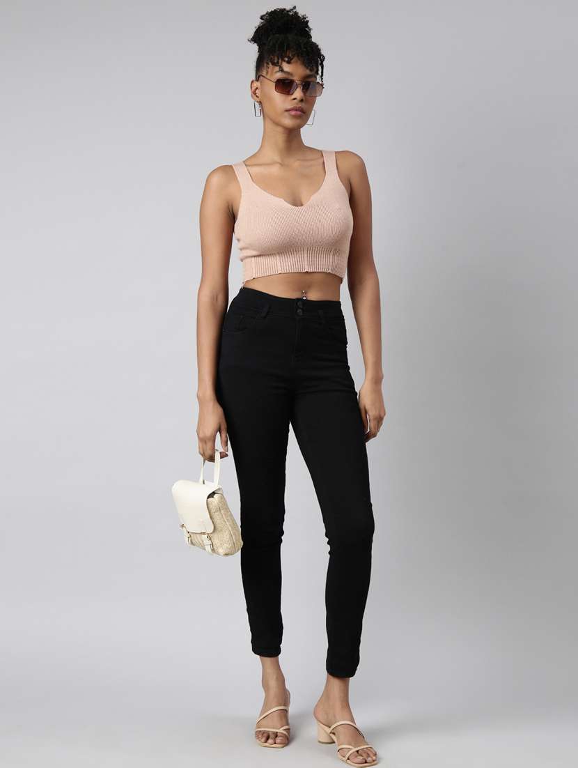 women solid sleeveless crop top - 20928987 -  Standard Image - 5