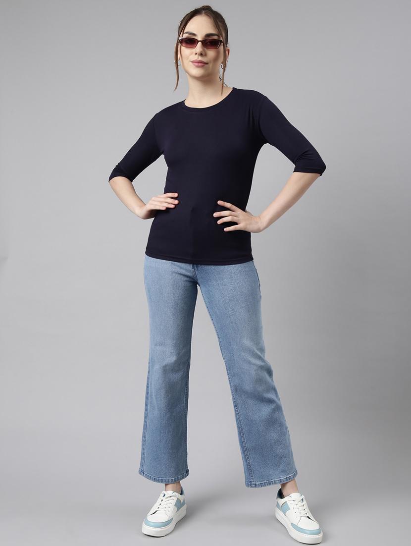 women solid round neck top - 20929023 - Standard Image - 5