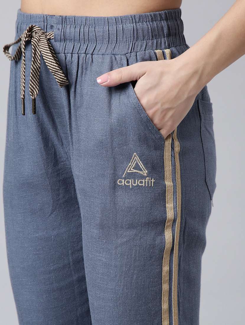 teal cotton blend track pant - 20929034 -  Standard Image - 5