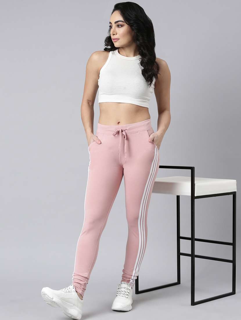 peach cotton blend track pant - 20929048 -  Standard Image - 3