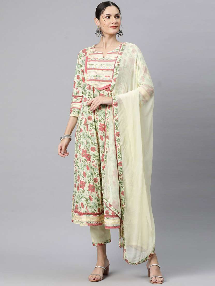 women three quarter sleeve kurta pant with dupatta set - 20929068 -  Standard Image - 3