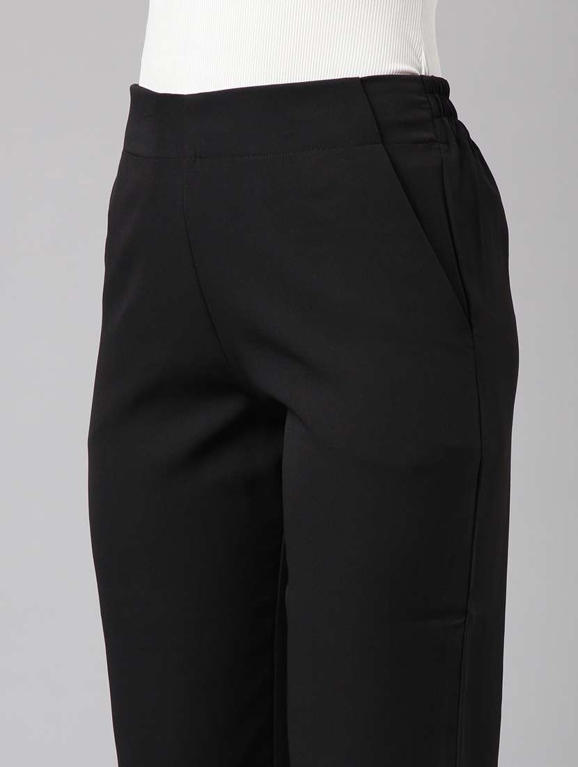 black cotton blend trousers - 20929159 -  Standard Image - 5