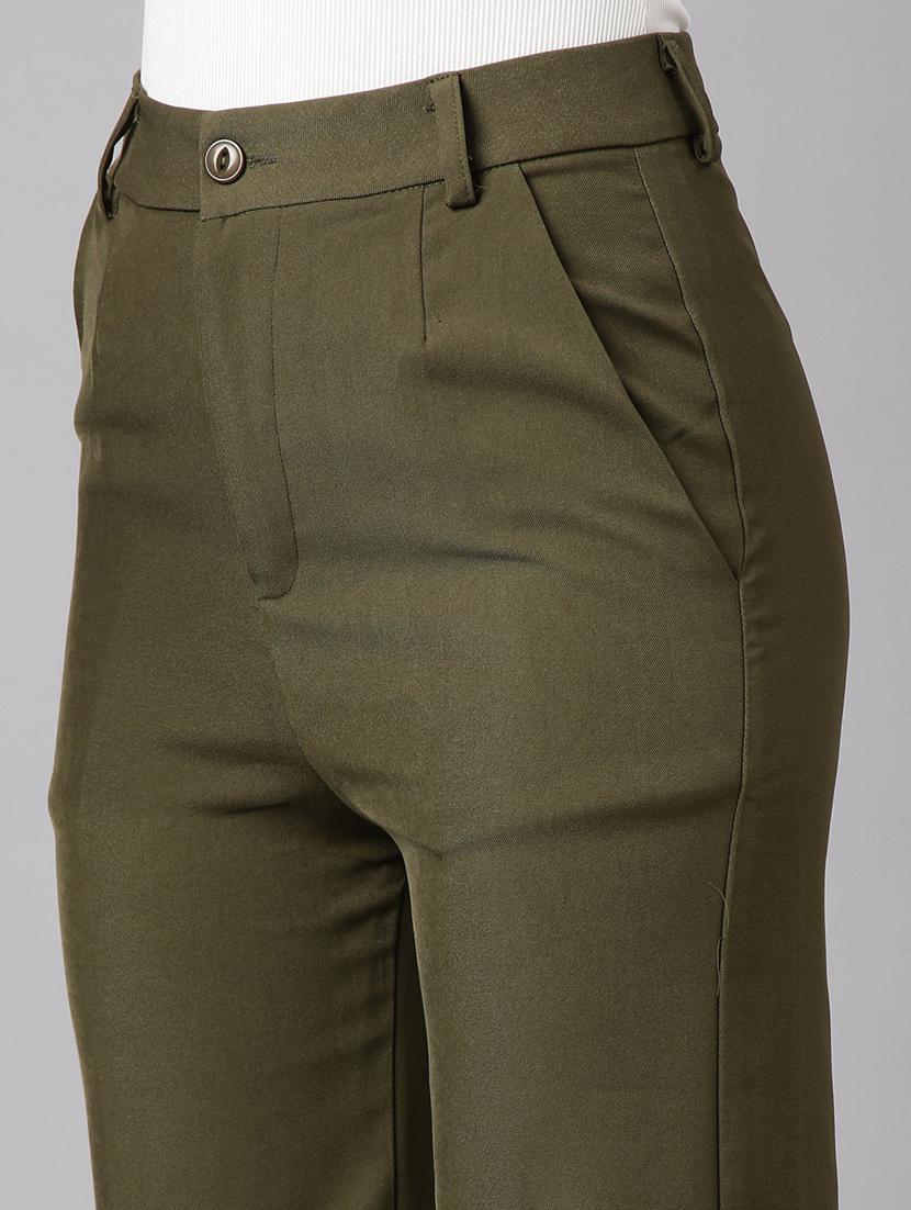 olive cotton blend flat front trousers - 20929160 - Standard Image - 5