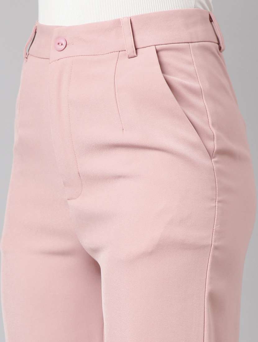 peach cotton blend flat front trousers - 20929162 -  Standard Image - 5