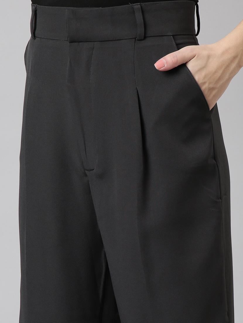 charcoal cotton blend pleated trousers - 20929165 - Standard Image - 5