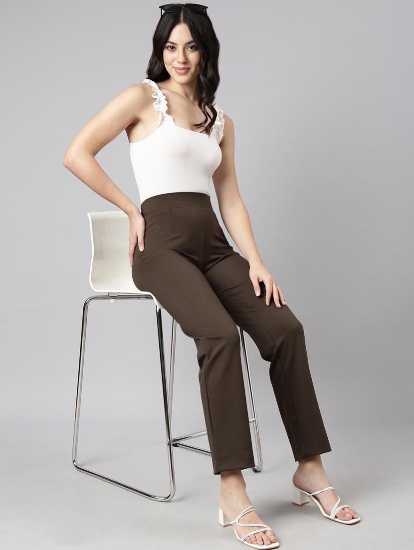 olive cotton blend flat front trousers - 20929167 - Standard Image - 3