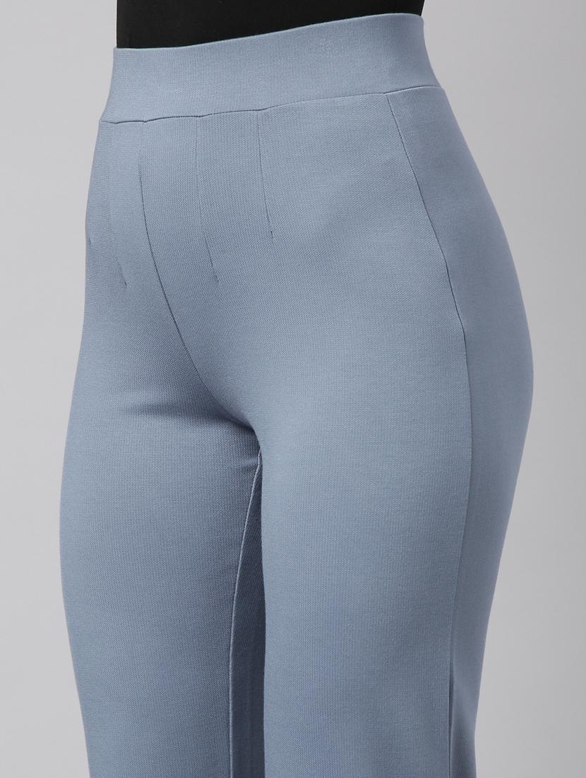 blue cotton blend flat front trousers - 20929168 - Standard Image - 5