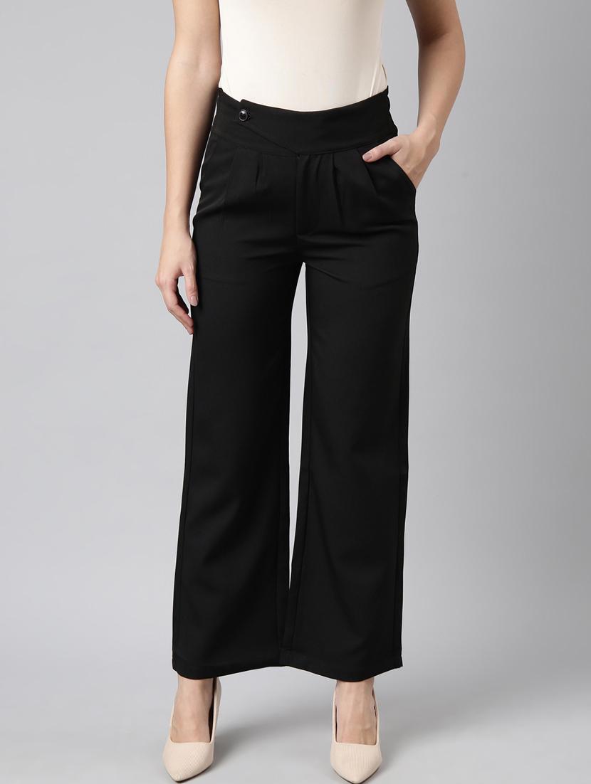 black cotton blend pleated trousers - 20929176 - Zoom Image - 0
