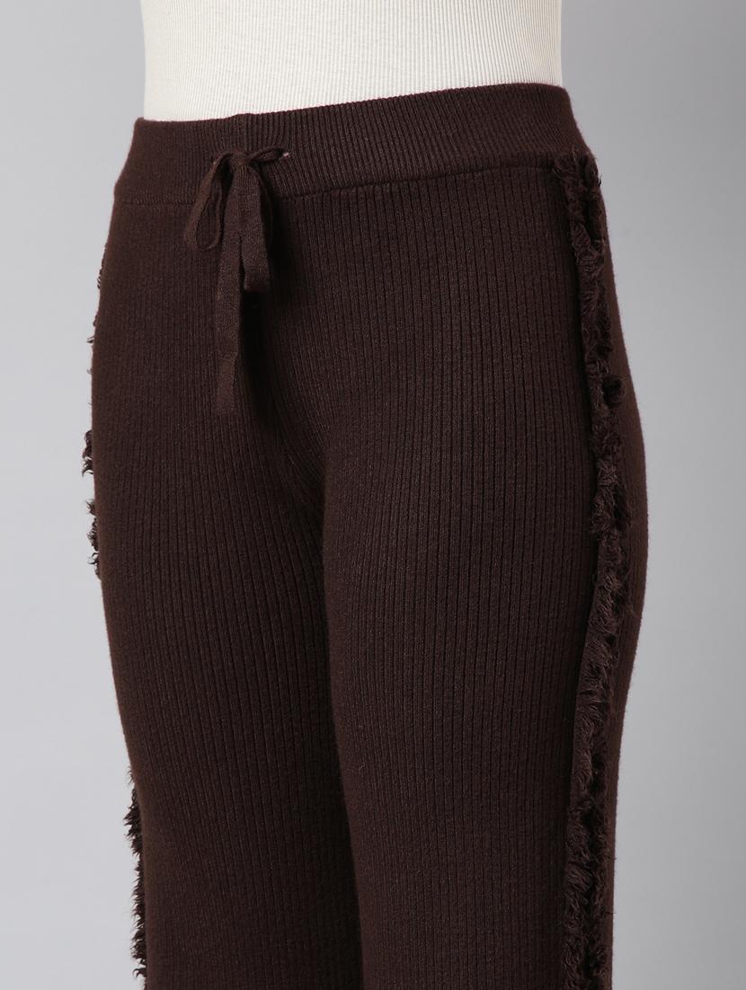 coffee brown acrylic flat front trousers - 20929180 - Standard Image - 5
