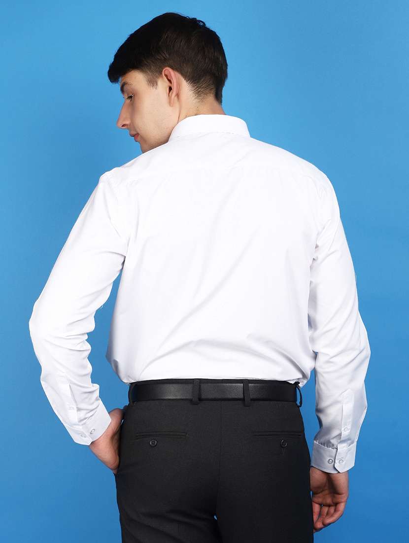 white cotton blend formal shirt - 20929241 -  Standard Image - 3