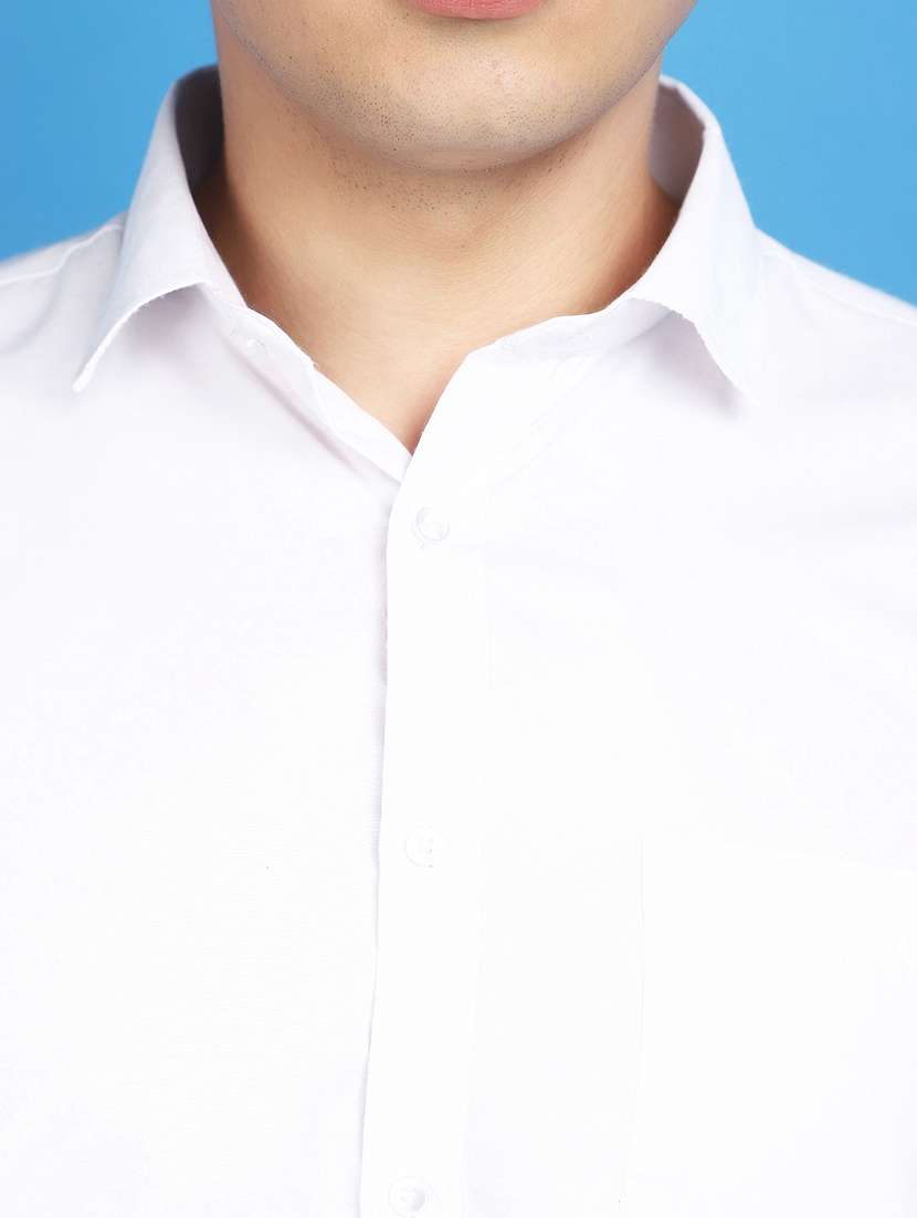 white cotton blend formal shirt - 20929241 -  Standard Image - 5