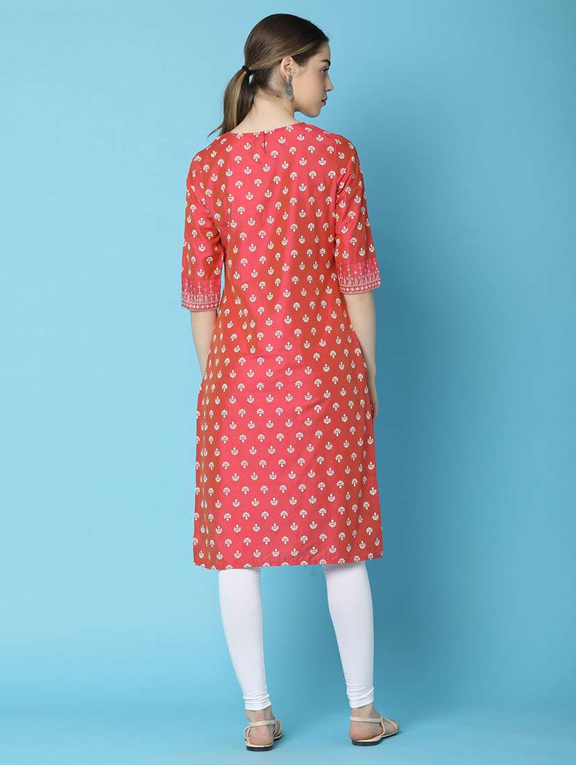 pink cotton straight kurta - 20929273 -  Standard Image - 3