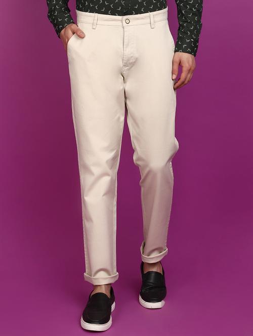 cream cotton chinos casual trousers - 20929294 -  Standard Image - 0