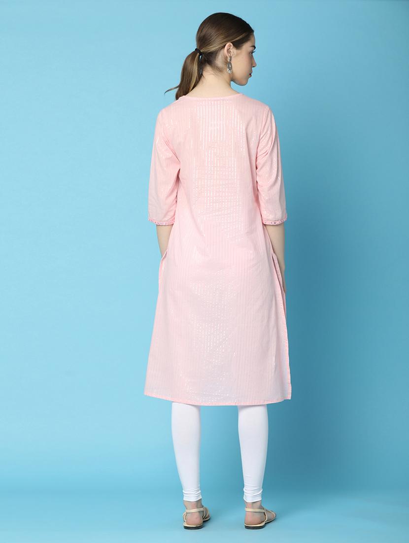 women pink printed embroidered detailed kurta - 20929302 - Standard Image - 3