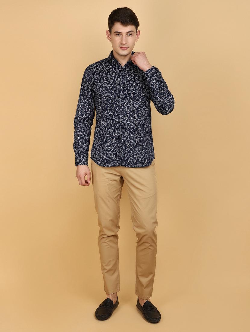 navy blue cotton casual shirt - 20929304 - Standard Image - 3
