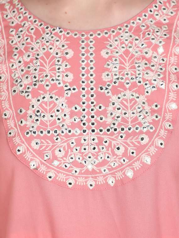 women pink embroidered detailed kurta pant set - 20929310 -  Standard Image - 5