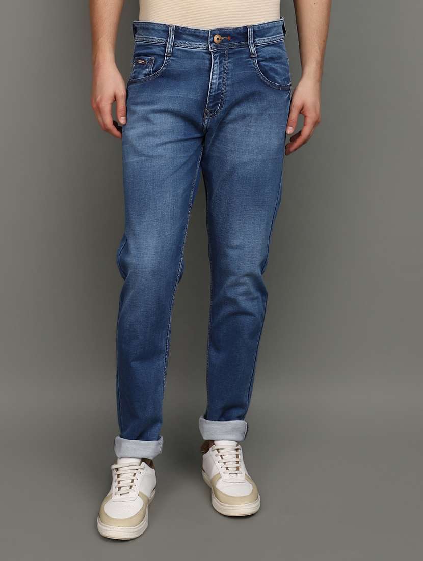 men mid rise washed denim jeans