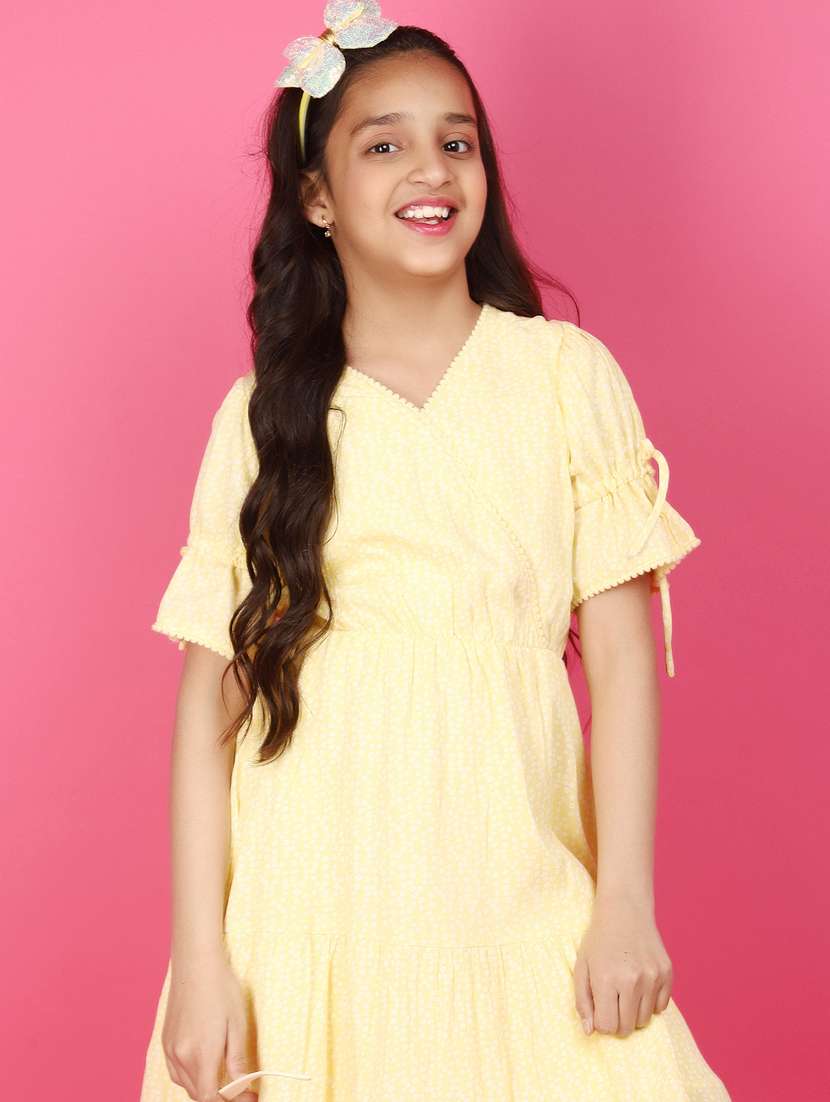 girls v-neck printed frock - 20929337 -  Standard Image - 3