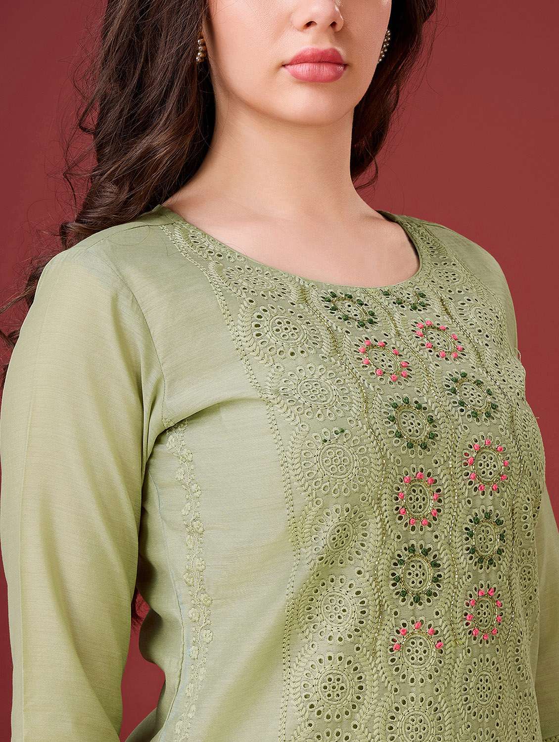 women round neck kurta pant set with dupatta set - 20929900 - Standard Image - 5