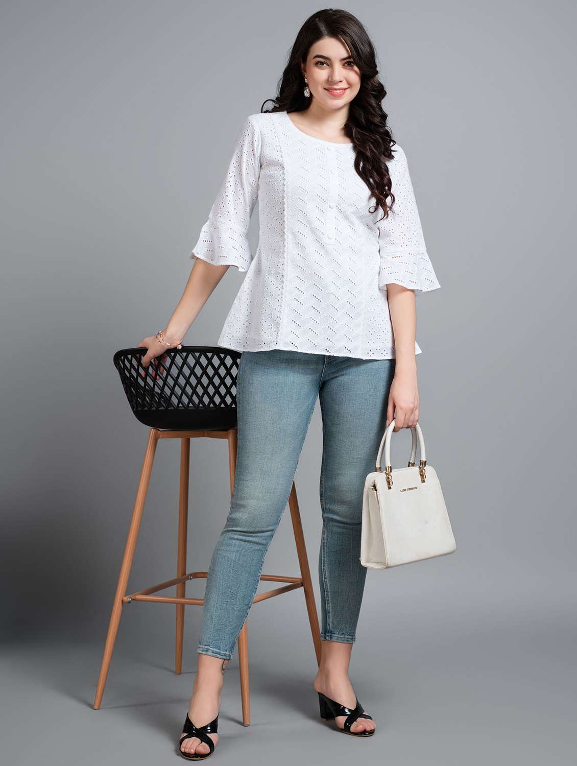 women's round neck a-line top - 20929922 - Standard Image - 3
