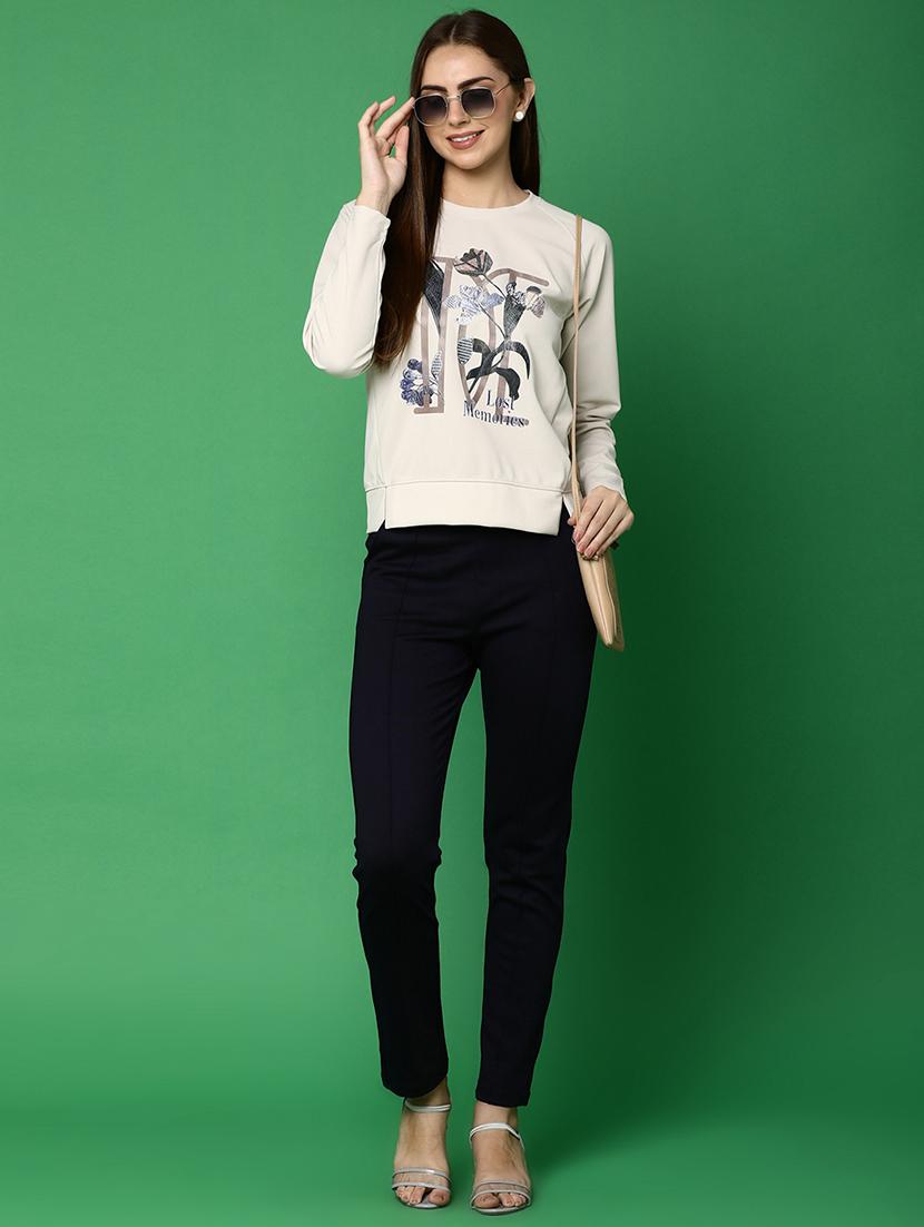 women front print round neck sweatshirt - 20930033 - Standard Image - 3