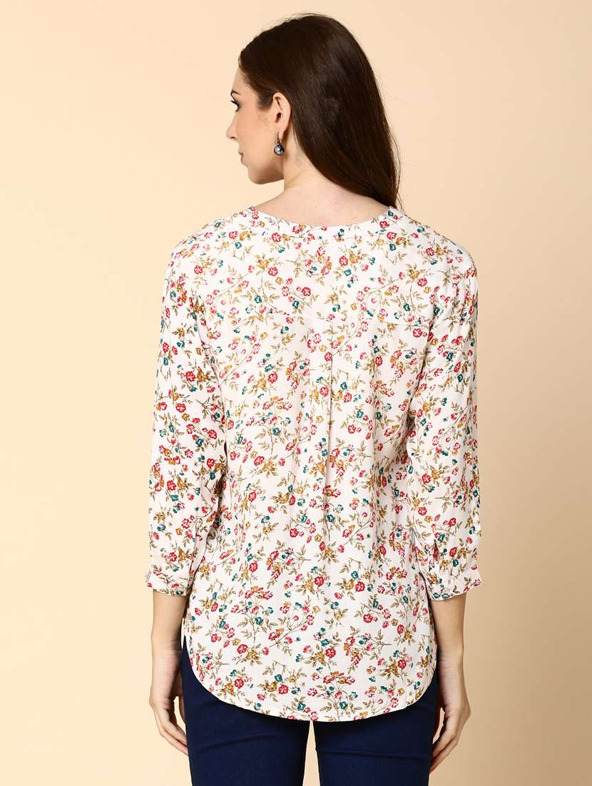 white floral printed high low top - 20930048 -  Standard Image - 3