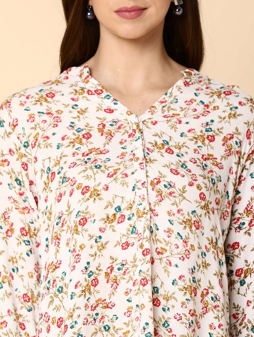 white floral printed high low top - 20930048 -  Standard Image - 5