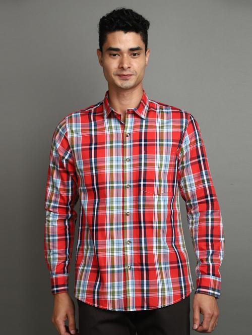 red cotton casual shirt - 20930102 -  Standard Image - 0