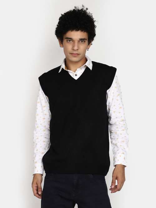 black solid sleeveless wool pullover - 20930250 -  Standard Image - 0