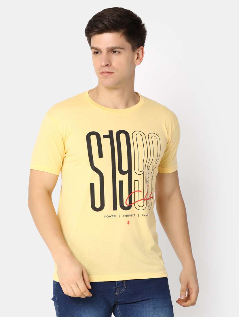 men round neck front print t-shirt