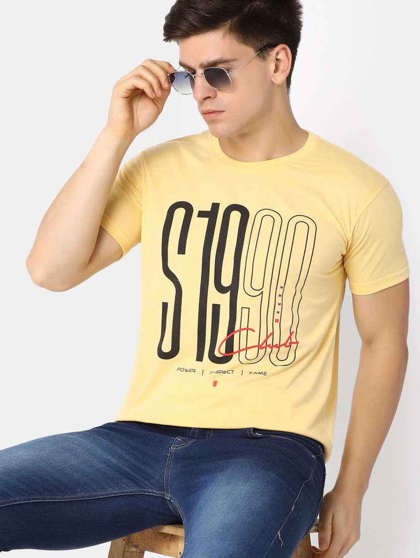 men round neck front print t-shirt - 20930282 -  Standard Image - 3