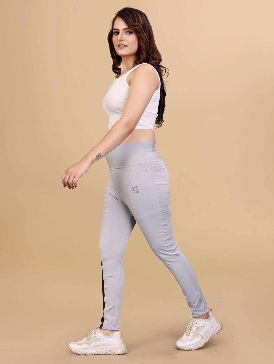 women color block ankle length tight - 20930334 -  Standard Image - 3