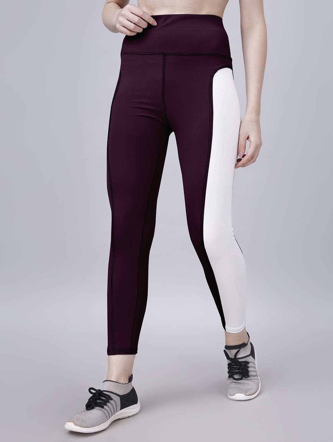 women color block ankle length tights