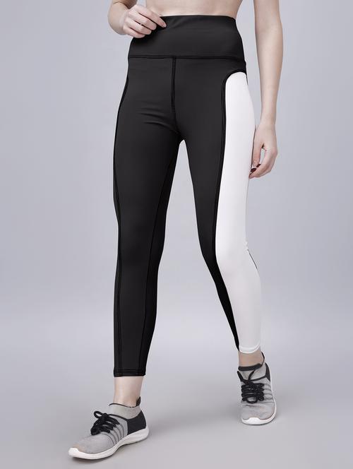 women color block ankle length tights - 20930372 - Standard Image - 0