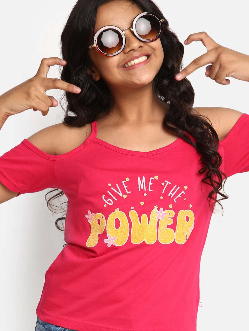 girls typographic printed round neck regular tee - 20930429 -  Standard Image - 3