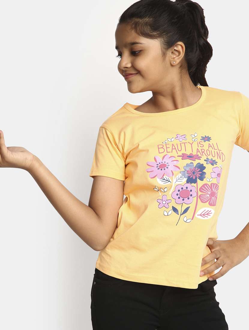 girls graphic printed round neck regular tee - 20930438 -  Standard Image - 3