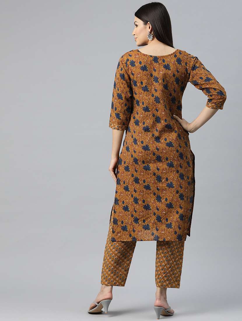 rust cotton suit  set - 20930559 -  Standard Image - 3